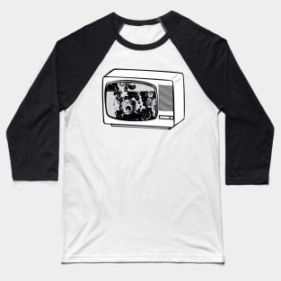 Retro Lofi TV Glitch Art Baseball T-Shirt